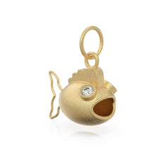 Load image into Gallery viewer, Puffer Fish 14k 18k Solid Gold Charm Pendant, Aquatic Charm, Gold Charm Finding / Fish Pendant / Florentine Finish / Pisces Zodiac Charm - Jalvi &amp; Co.