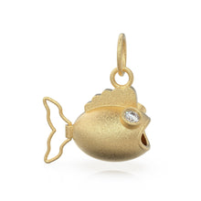 Load image into Gallery viewer, Puffer Fish 14k 18k Solid Gold Charm Pendant, Aquatic Charm, Gold Charm Finding / Fish Pendant / Florentine Finish / Pisces Zodiac Charm - Jalvi &amp; Co.