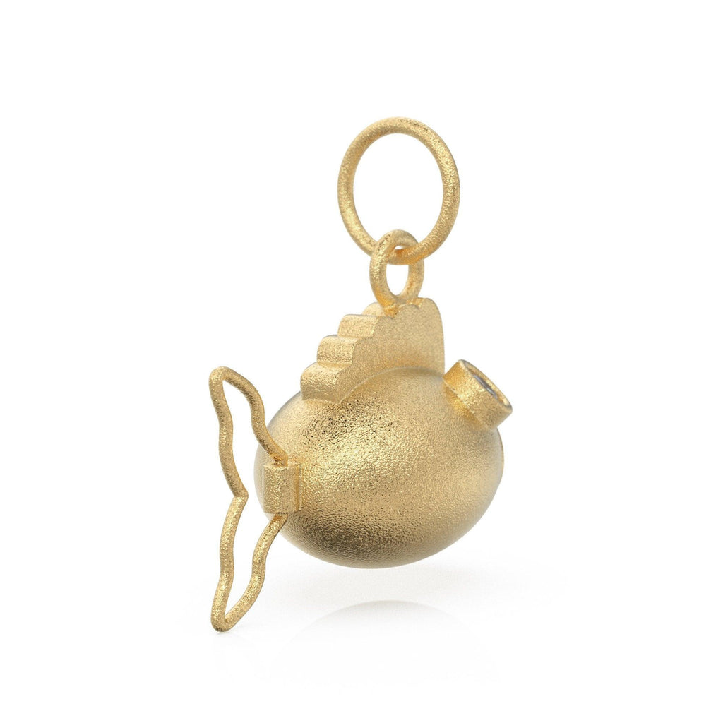 Puffer Fish 14k 18k Solid Gold Charm Pendant, Aquatic Charm, Gold Charm Finding / Fish Pendant / Florentine Finish / Pisces Zodiac Charm - Jalvi & Co.