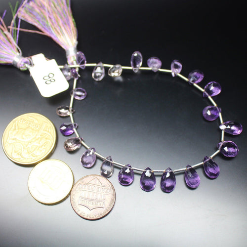 Purple Amethyst Faceted Pear Drop Briolette Loose Gemstone Bead 4