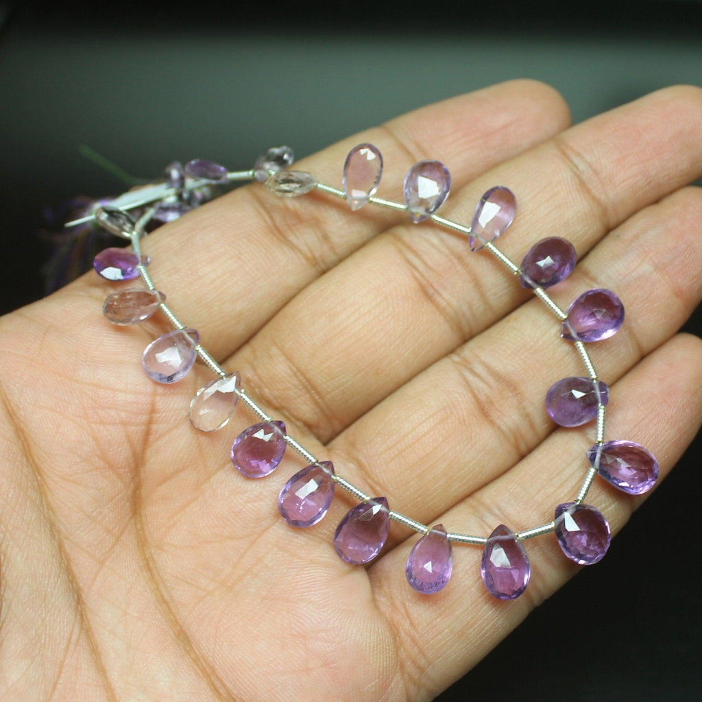 Purple Amethyst Faceted Pear Drop Briolette Loose Gemstone Bead 4" 8mm 10mm - Jalvi & Co.