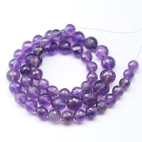 Purple Amethyst Faceted Round Ball Craft Gemstone Loose Beads Strand 16