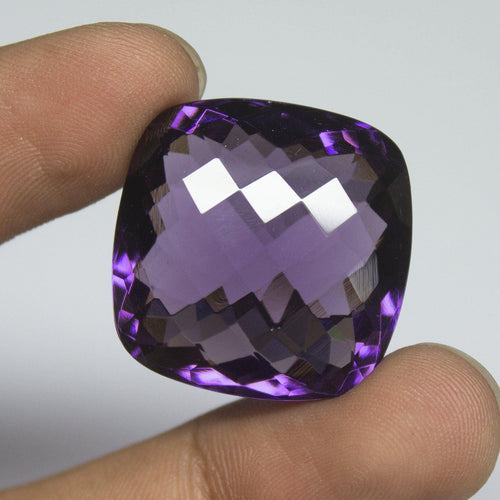 Purple Amethyst Quartz Cushion Checker Cut Loose Gemstone, 25x25x14mm - Jalvi & Co.