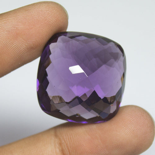 Purple Amethyst Quartz Cushion Checker Cut Loose Gemstone, 25x25x14mm, 54 aprrox - Jalvi & Co.