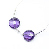 Purple Amethyst Quartz Faceted Coin Beads 8mm 6pc
