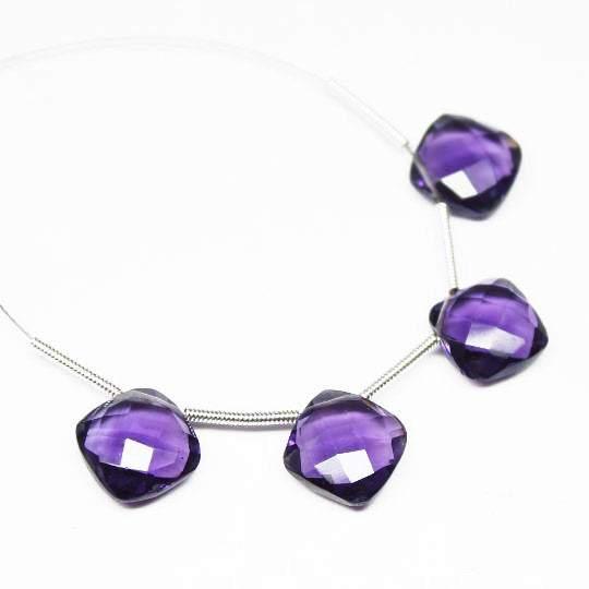 Purple Amethyst Quartz Faceted Cushion Beads 8mm 10pc - Jalvi & Co.