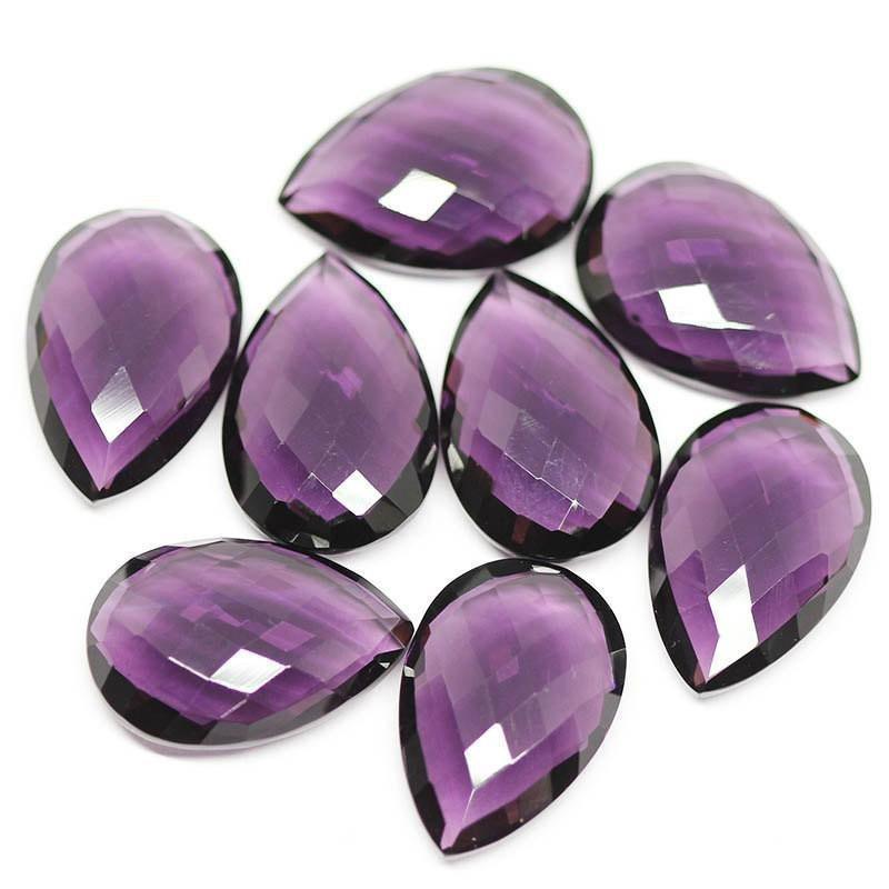 Purple Amethyst Quartz Faceted Pear Drops Briolette Beads 1 Pair 2pc 22x15mm - Jalvi & Co.