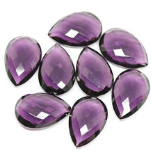 Load image into Gallery viewer, Purple Amethyst Quartz Faceted Pear Drops Briolette Beads 1 Pair 2pc 22x15mm - Jalvi &amp; Co.