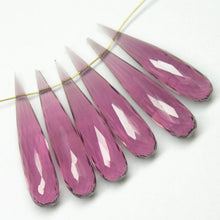 Load image into Gallery viewer, Purple Amethyst Quartz Faceted Tear Drop Beads 30x7mm 6pc - Jalvi &amp; Co.