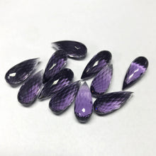 Load image into Gallery viewer, Purple Amethyst Quartz Micro Faceted TearDrop Gemstone Beads 5pc 20x8mm - Jalvi &amp; Co.