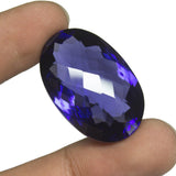Purple Amethyst Quartz Oval Checker Cut Loose Gemstone, 30x20x14mm, 52ct
