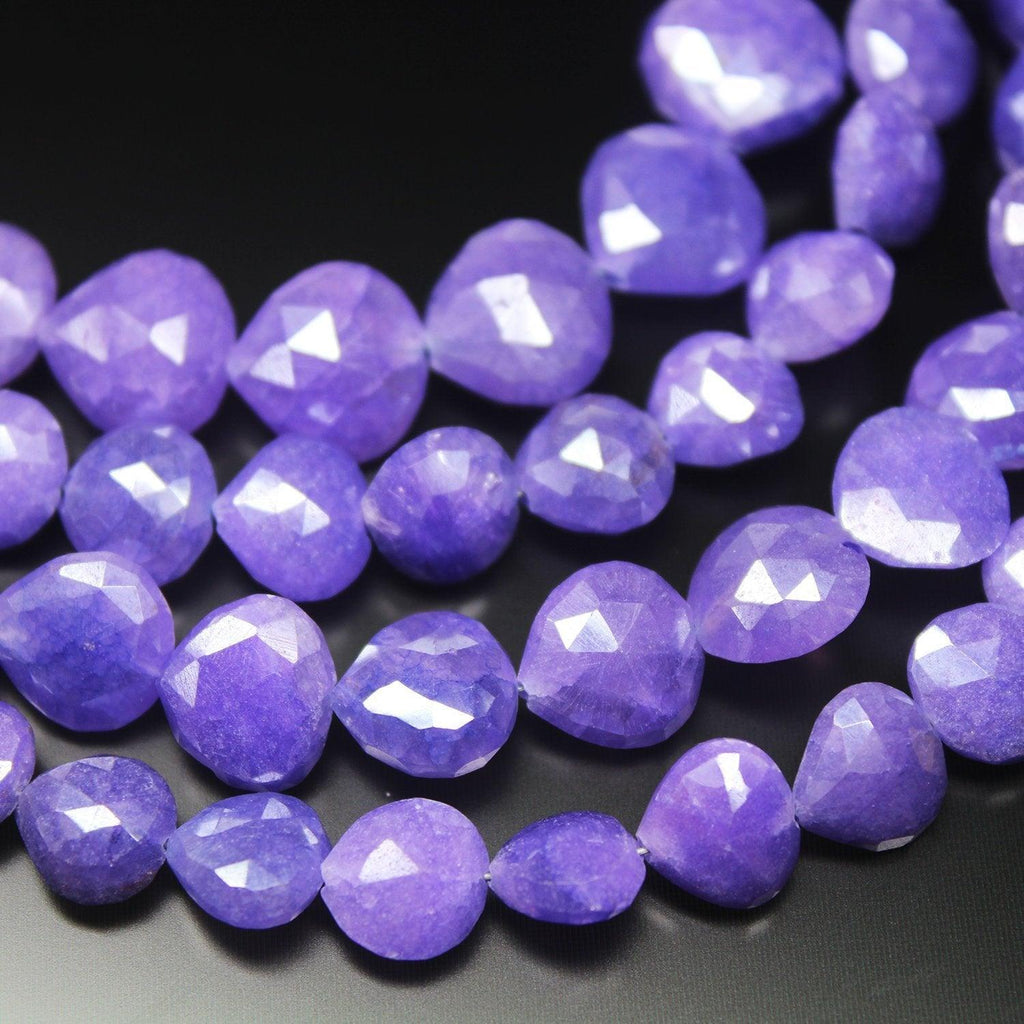 Purple Quartz Faceted Heart Drops Loose Gemstone Beads Strand 9mm 10mm 4" - Jalvi & Co.