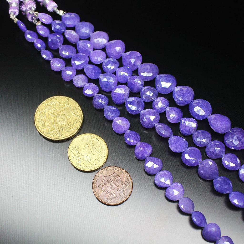 Purple Quartz Faceted Heart Drops Loose Gemstone Beads Strand 9mm 10mm 4" - Jalvi & Co.