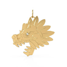 Load image into Gallery viewer, Quetzalcoatl Mayan 14k Gold Charm / 18k Solid Gold Aztec Pendant / Round Cut Diamond Charm / Handmade Solid Gold Charm / Mexican Jewelry - Jalvi &amp; Co.