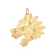 Load image into Gallery viewer, Quetzalcoatl Mayan 14k Gold Charm / 18k Solid Gold Aztec Pendant / Round Cut Diamond Charm / Handmade Solid Gold Charm / Mexican Jewelry - Jalvi &amp; Co.