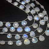 Rainbow Blue Moonstone Faceted Pear Drops Briolette Loose Beads 8