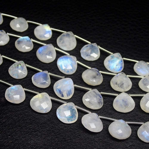 Rainbow Blue Moonstone Faceted Pear Drops Briolette Loose Beads 8