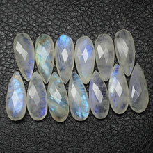 Load image into Gallery viewer, Rainbow Blue Moonstone Faceted Pear Drops Loose Gemstone UNDRILLED 10pc 20x8mm - Jalvi &amp; Co.