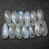 Rainbow Blue Moonstone Faceted Pear Drops Loose Gemstone UNDRILLED 4pc 20x8mm