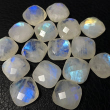 Load image into Gallery viewer, Rainbow Moonstone Faceted Square Cushion Loose Gemstone Matching Beads 5pc 12mm - Jalvi &amp; Co.