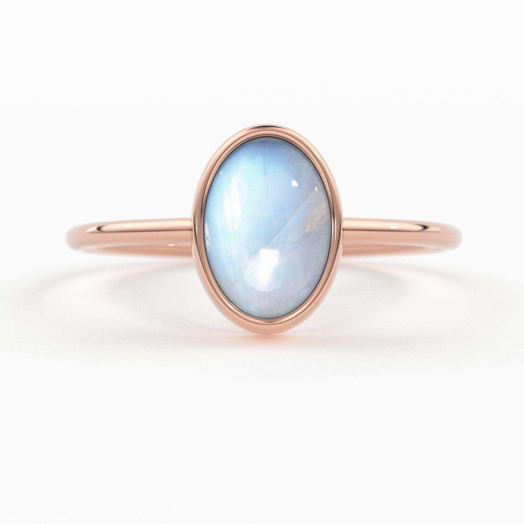 Rainbow Moonstone Ring Moonstone Engagement Ring 14k Gold Oval