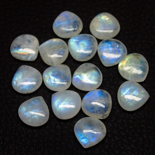 Rainbow Moonstone Smooth Heart Drop Briolette Gemstone Loose Pair Beads 4pc 14mm - Jalvi & Co.
