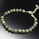 Ready to wear, 11 inch, 8mm, Green Cat's Eye Faceted Round Beaded Bracelet, Cat's Eye Beads