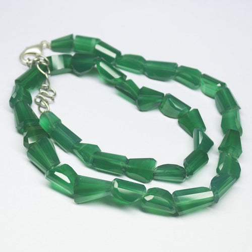 Ready to wear, 18 inch, 10-16mm, Green Onyx Faceted Tumble Nugget Beaded Necklace, Onyx Beads - Jalvi & Co.