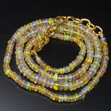 Ready to wear, 18 inch, 3-5mm, Natural Ethiopian Opal Smooth Rondelle Shape Gemstone Beaded Necklace