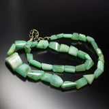 Ready to wear, 18 inch, 8-19mm, Green Chrysoprase Step Cut Nugget Beaded Necklace, Chrysoprase Beads