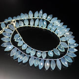 Ready to wear, 20 inch, 11-15mm, Blue Chalcedony Faceted Marquise Beaded Necklace, Chalcedony Beads