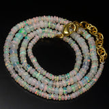 Ready to wear, 20 inch, 2-5mm, Natural Ethiopian Opal Smooth Rondelle Shape Gemstone Beaded Necklace