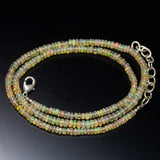 Ready to wear, 20 inch, 3-4mm, Natural Ethiopian Opal Smooth Rondelle Shape Gemstone Beaded Necklace