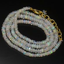 Load image into Gallery viewer, Ready to wear, 20 inch, 3-6mm, Natural Ethiopian Opal Smooth Rondelle Shape Gemstone Beaded Necklace - Jalvi &amp; Co.