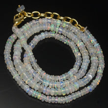 Load image into Gallery viewer, Ready to wear, 20 inch, 3-6mm, Natural Ethiopian Opal Smooth Rondelle Shape Gemstone Beaded Necklace - Jalvi &amp; Co.