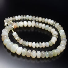 Load image into Gallery viewer, Ready to wear, 20 inch, 7-14mm, White Moonstone Smooth Rondelle Beaded Necklace, Moonstone Beads - Jalvi &amp; Co.