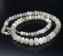 Load image into Gallery viewer, Ready to wear, 20 inch, 7-14mm, White Moonstone Smooth Rondelle Beaded Necklace, Moonstone Beads - Jalvi &amp; Co.