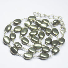 Load image into Gallery viewer, Ready to wear, 20 inch, 8-9mm, Natural Pyrite Smooth Oval Beaded Necklace, Pyrite Beads - Jalvi &amp; Co.