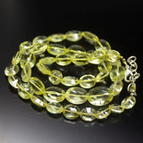 Ready to wear, 20 inch, 9-15mm, Lemon Quartz Laser Cut Oval Beaded Necklace, Quartz Beads