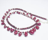 Ready to wear, 21 inch, 4-14mm, Red Ruby Faceted Tear Drop Beaded Necklace, Ruby Beads