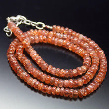 Load image into Gallery viewer, Ready to wear, 21 inch, 5mm, Orange Sunstone Smooth Rondelle Beaded Necklace, Sunstone Beads - Jalvi &amp; Co.