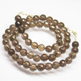 Ready to wear, 21 inch, 8mm, Natural Smoky Quartz Faceted Round Cut Shape Beaded Necklace, Quartz Bead