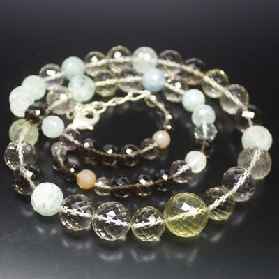 Ready to wear, 22 inch, 6-14mm, Multi Color Multi Gemstone Faceted Round Beaded Necklace, Multi Gemstone Beads - Jalvi & Co.