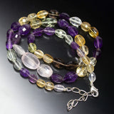 Ready to wear, 22 inch, 7-16mm, Natural Multi Gemstone Faceted Oval Tumble Shape Gemstone Beaded Necklace