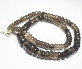 Ready to wear, 25 inch, 8-16mm, Smoky Quartz Faceted Rondelle Beaded Necklace, Quartz Beads