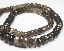 Load image into Gallery viewer, Ready to wear, 25 inch, 8-16mm, Smoky Quartz Faceted Rondelle Beaded Necklace, Quartz Beads - Jalvi &amp; Co.