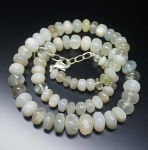Ready to wear - Natural White Gemstone Smooth Rondelle Loose Gemstone Beaded Necklace - Jalvi & Co.