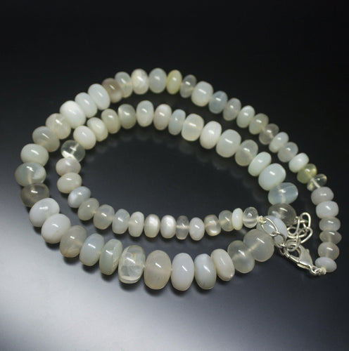 Ready to wear - Natural White Gemstone Smooth Rondelle Loose Gemstone Beaded Necklace - Jalvi & Co.