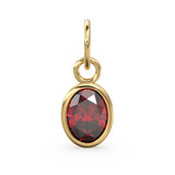 Real Red Garnet Oval Solid Gold Charm / Natural Red Gemstone Handmade Gold Pendant / 1pc 14k Solid Yellow Gold Jewelry Making FindingsSALE