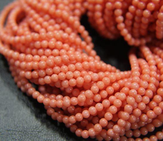 red Coral Smooth Round Beads 4mm 6inches - Jalvi & Co.